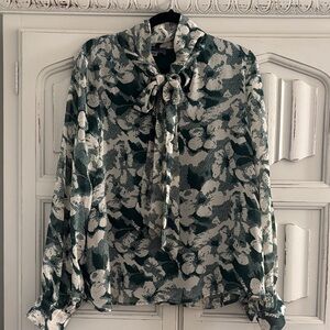 Chic Forest Green and White Women's Blouse